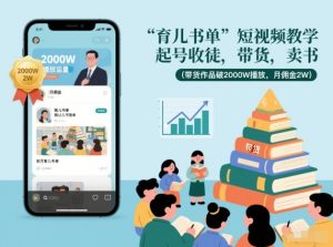 育儿书单短视频教学，起号收徒，带货，卖书(带货作品破2000W播放，月佣金2W)-柯南聊项目