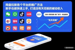 网盘拉新各个平台的推广方法,新手也能快速上手,打造没有天花板的被动收入-柯南聊项目