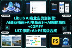 LibLIb AI商业实战训练营：AI商业插画+AI电商设计+AI图像精修+COMFY UI工作流+AI+PS高级合成-柯南聊项目