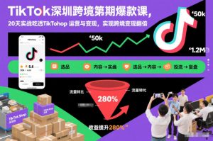 TikTok深圳跨境第2期爆款课,20天实战吃透TikTok Shop运营与变现,实现跨境变现翻倍-柯南聊项目