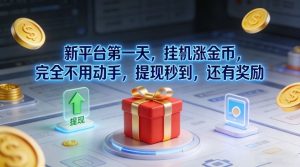 新平台第一天，挂G涨金币，完全不用动手，提现秒到，还有奖励【揭秘】-柯南聊项目