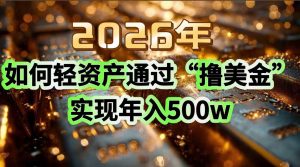 2026年如何轻资产通过“撸美金”实现年入500w-柯南聊项目