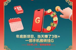 年底新项目，当天賺了3张+，一部手机搬砖挂G，5分钟上手，保姆级教程【揭秘】-柯南聊项目