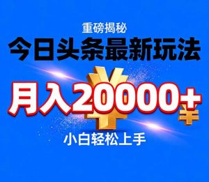 今日头条代运营最新玩法，轻轻松松月入20000＋-柯南聊项目