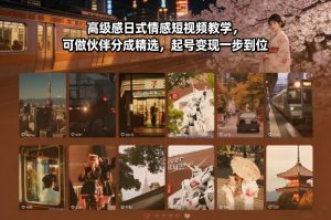 高级感日式情感短视频教学，可做伙伴分成精选，起号变现一步到位-柯南聊项目