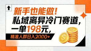 新手也能做！私域离异冷门赛道，一单198，精准人群日入1k+-柯南聊项目