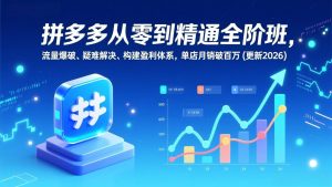 拼多多从零到精通全阶班，流量爆破、疑难解决，构建盈利体系，单店月销破百万(更新2026-柯南聊项目