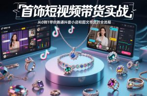 首饰短视频带货实战，从0到1带你跑通抖音小店和图文带货的全流程-柯南聊项目