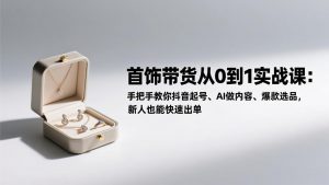 首饰带货从0到1实战课:手把手教你抖音起号、AI做内容、爆款选品,新人也能快速出单-柯南聊项目