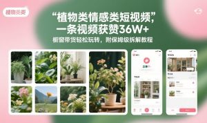 植物类情感类短视频，一条视频获赞36W+，橱窗带货轻松玩转，附保姆级拆解教程-柯南聊项目