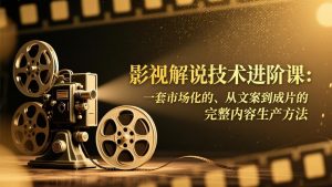 影视解说技术进阶课:一套市场化的、从文案到成片的完整内容生产方法-柯南聊项目