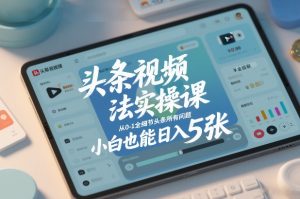 头条视频玩法实操课，从0-1全细节头条所有问题，小白也能日入5张-柯南聊项目