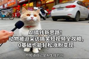 AI搞钱新思路！动物被迫采访搞笑短视频全攻略，0基础也能轻松涨粉变现-柯南聊项目