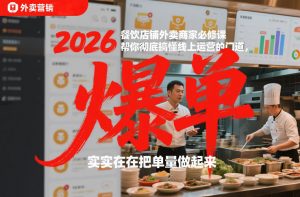 2026餐饮店铺外卖商家必修课,帮你彻底搞懂线上运营的门道,实实在在把单量做起来-柯南聊项目