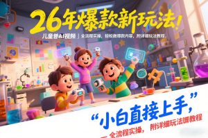26年爆款新玩法，儿童科普AI视频，全流程实操，轻松做爆款内容，小白直接上手，附详细玩法教程-柯南聊项目