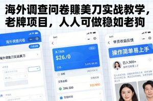 海外调查问卷賺美刀实战教学，老牌项目，人人可做稳如老狗-柯南聊项目