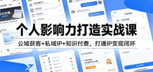 个人影响力打造实战课：公域获客+私域IP+知识付费，打通IP变现闭环-柯南聊项目