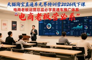 天猫淘宝直通车无界特训营2026线下课，电商老板运营总监必学直通车推广体系-柯南聊项目