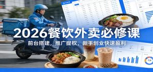 2026餐饮外卖必修课：前台搭建，推广提权，新手创业快速盈利-柯南聊项目