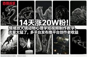 14天涨20W粉！情绪放大镜动物心理学短视频制作教学，流量太猛了，多平台发布撸平台创作者收益-柯南聊项目