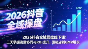 2026抖音全域操盘线下课:三天掌握流量协同与ROI提升,驱动店铺GMV增长-柯南聊项目