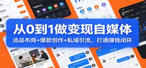 从0到1做变现自媒体：选品布局+ 爆款创作+私域引流，打通赚钱闭环-柯南聊项目