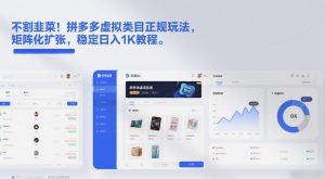 不割韭菜！拼多多虚拟类目正规玩法，矩阵化扩张，稳定日入1K教程【揭秘】-柯南聊项目