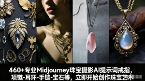 460+专业Midjourney珠宝摄影AI提示词戒指，项链-耳环-手链-宝石等，立即开始创作珠宝艺术-柯南聊项目