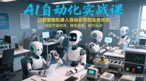 AI自动化实战课：20款智能机器人自动化您的业务任务，轻松节省时间，降低成本，提升利润-柯南聊项目