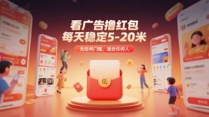 看广告撸红包,每天稳定5-20米,无任何门槛,适合任何人-柯南聊项目