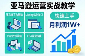亚马逊运营实战教学,亚马逊平台+Listing优化+Vine秒杀+FBA发货等,快速上手,实现店铺月利润1W-柯南聊项目