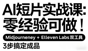 AI短片实战课:零经验可做,Midjourney+ElevenLabs双工具,3步搞定成品-柯南聊项目