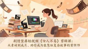 剧情竖屏短视频《女人不易》剪辑课：从素材到成片、助你成为能驾驭复杂故事的剪辑师-柯南聊项目