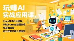 玩赚AI实战应用课，ChatGPT办公提效、Midjourney绘画创作，零基础掌握，助力效率与收入双提升-柯南聊项目
