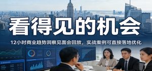 2026看得见的机会,12小时商业趋势洞察见面会回放,实战案例可直接落地优化-柯南聊项目