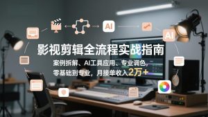 影视剪辑全流程实战指南，案例拆解、AI工具应用、专业调色，零基础到专业，月接单收入2万+-柯南聊项目