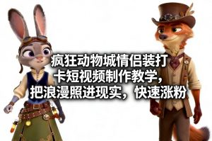疯狂动物城情侣装打卡短视频制作教学，把浪漫照进现实，快速涨粉-柯南聊项目