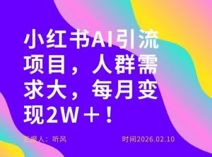 她通过这个AI项目每月做到2W＋的收入，最新小红书AI项目，人群需求大！-柯南聊项目