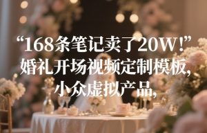 168条笔记卖了20W!婚礼开场视频定制模板,小众虚拟产品-柯南聊项目
