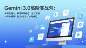 Gemini 3.0高阶实战营:多模态通吃、职场效率翻倍、副业变现,一周跑通月入两万(教程+飞书资料-柯南聊项目