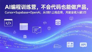 AI编程训练营，不会代码也能做产品，Cursor+Supabase+OpenAI，从0到1上线应用，月副业收入破3万-柯南聊项目