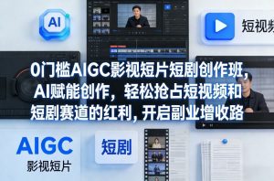 0门槛AIGC影视短片短剧创作班，AI赋能创作，轻松抢占短视频和短剧赛道的红利，开启副业增收路-柯南聊项目