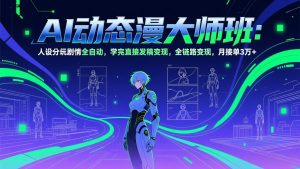 AI动态漫剧大师班：人设分镜剧情全自动，学完直接发稿变现，全链路变现，月接单3万+-柯南聊项目