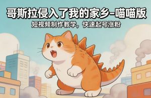 哥斯拉侵入了我的家乡–喵喵版短视频制作教学，快速起号涨粉-柯南聊项目
