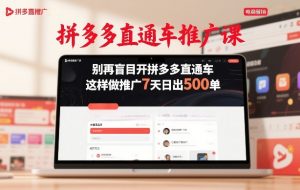 拼多多直通车推广课，别再盲目开拼多多直通车，这样做推广7天日出500单-柯南聊项目