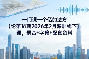 一门课一个亿的法方‬论第16期2026年2月深圳线下课，录音+字幕+配套资料-柯南聊项目