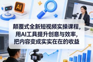 颠覆式全新短视频实操课程,用AI工具提升创意与效率,把内容变成实实在在的收益-柯南聊项目