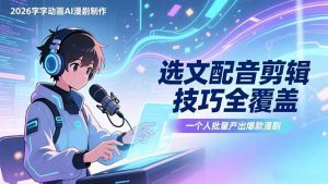 2026字字动画AI漫剧制作-1期，选文配音剪辑技巧全覆盖，一个人就能批量产出爆款漫剧-柯南聊项目