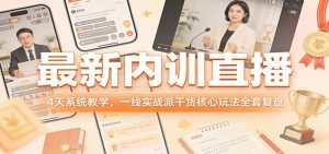 最新内训直播，4天系统教学，一线实战派干货核心玩法全套复盘-柯南聊项目