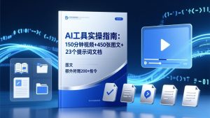 AI工具实操指南：150分钟视频+450张图文+23个提示词文档，额外附赠200+指令-柯南聊项目
